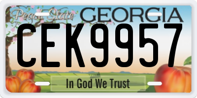 GA license plate CEK9957
