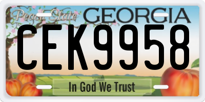 GA license plate CEK9958