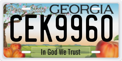 GA license plate CEK9960