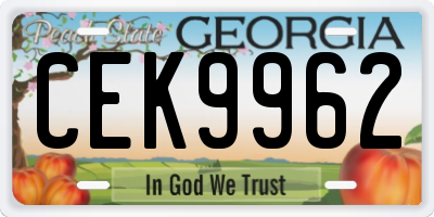 GA license plate CEK9962