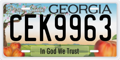 GA license plate CEK9963