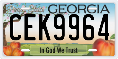 GA license plate CEK9964