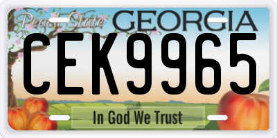 GA license plate CEK9965