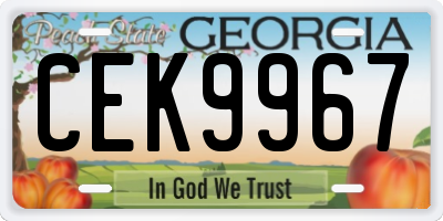 GA license plate CEK9967