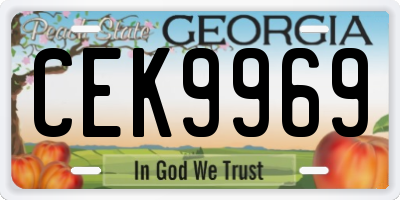 GA license plate CEK9969