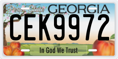 GA license plate CEK9972