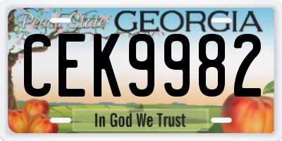GA license plate CEK9982