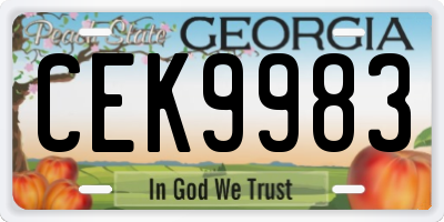 GA license plate CEK9983