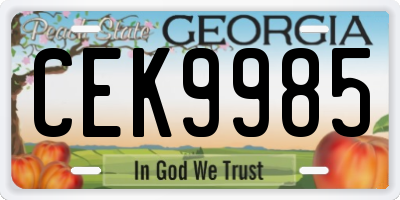 GA license plate CEK9985