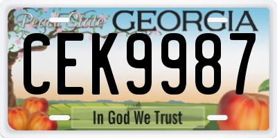 GA license plate CEK9987