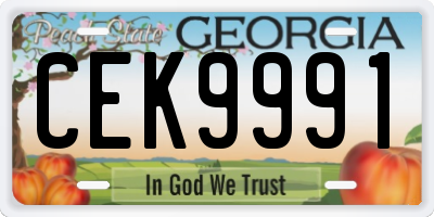 GA license plate CEK9991