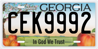 GA license plate CEK9992