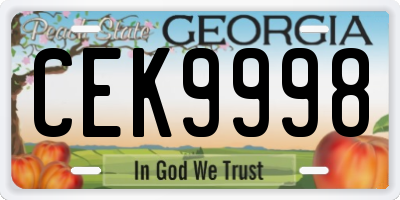 GA license plate CEK9998