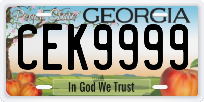 GA license plate CEK9999