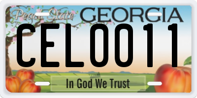 GA license plate CEL0011