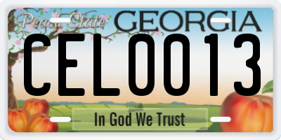 GA license plate CEL0013