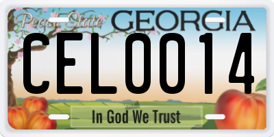 GA license plate CEL0014