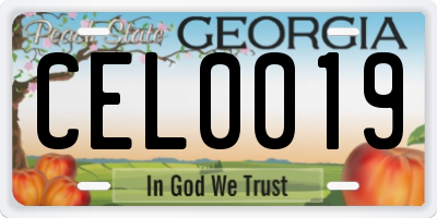 GA license plate CEL0019