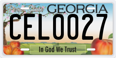GA license plate CEL0027