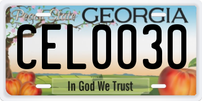 GA license plate CEL0030