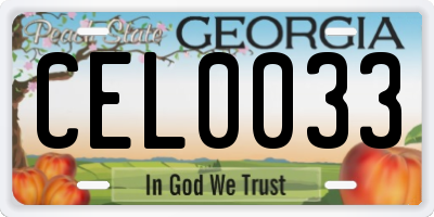 GA license plate CEL0033