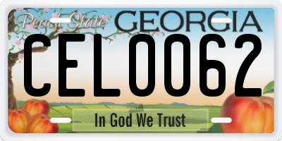 GA license plate CEL0062