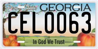 GA license plate CEL0063