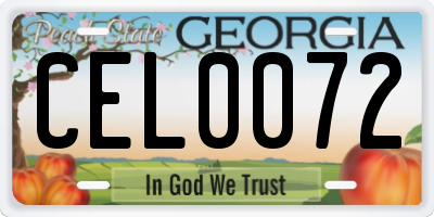 GA license plate CEL0072
