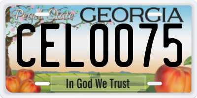 GA license plate CEL0075