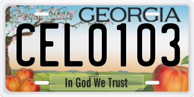 GA license plate CEL0103