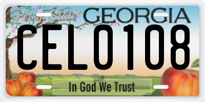 GA license plate CEL0108