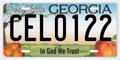 GA license plate CEL0122