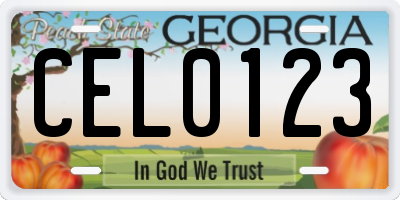 GA license plate CEL0123