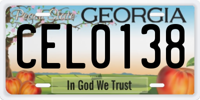 GA license plate CEL0138