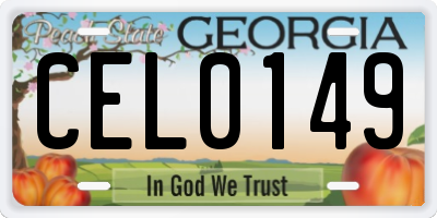 GA license plate CEL0149