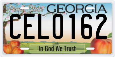 GA license plate CEL0162