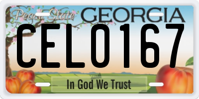 GA license plate CEL0167