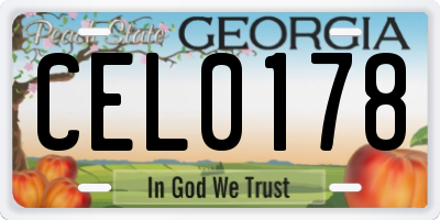 GA license plate CEL0178