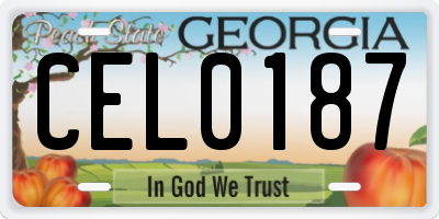 GA license plate CEL0187