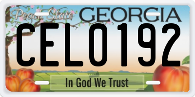 GA license plate CEL0192