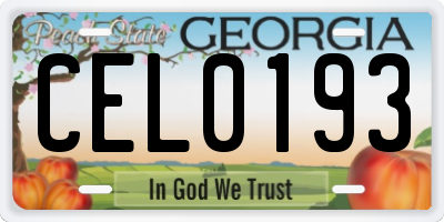 GA license plate CEL0193