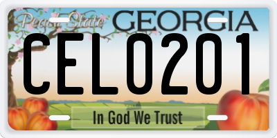 GA license plate CEL0201