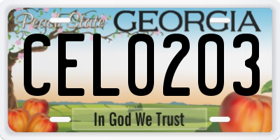 GA license plate CEL0203