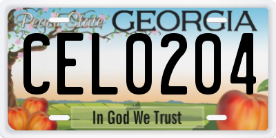 GA license plate CEL0204