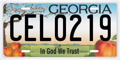 GA license plate CEL0219