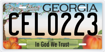 GA license plate CEL0223