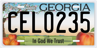 GA license plate CEL0235
