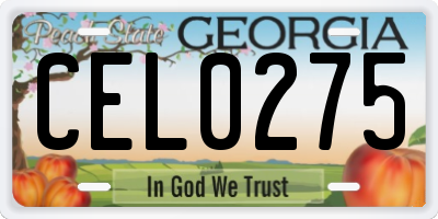 GA license plate CEL0275