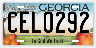 GA license plate CEL0292