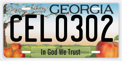 GA license plate CEL0302